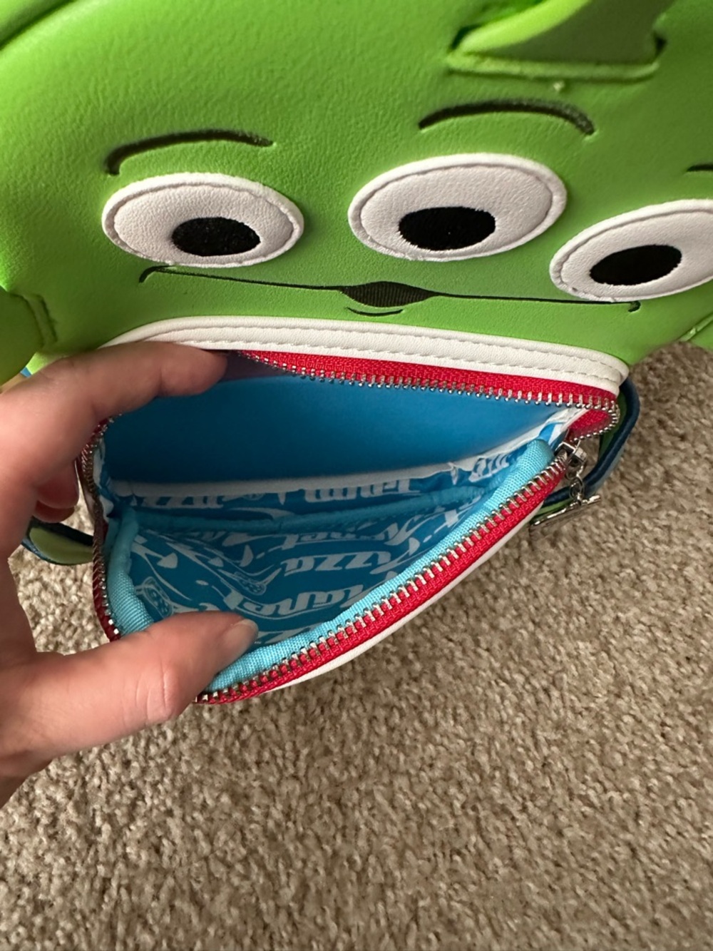 Loungefly Pixar Alien Pizza Planet Mini Backpack - Green/Blue/White/Red - Picture 6 of 10